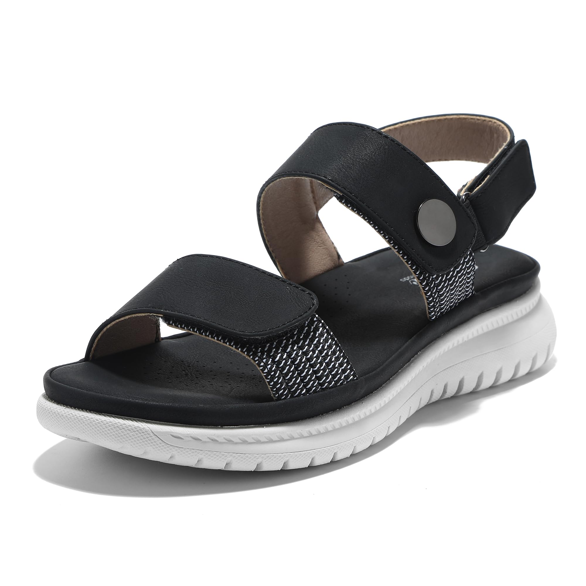 JOMIX Sandalen Damen Elegant Riemchen Sommerschuhe Flache Hausschuhe mit Verstellbaren Gummibändern Bequem Niedrig Sommer Meer Pool Strand Strandsandalen