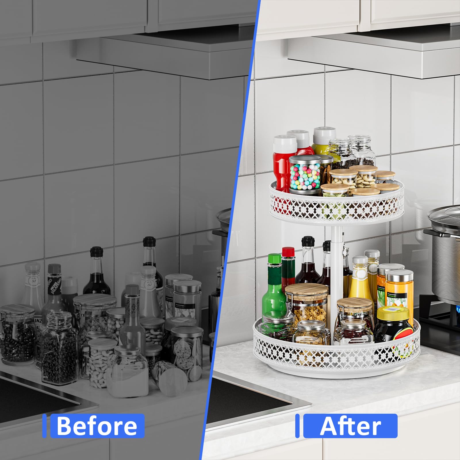 Snapklik.com : Lazy Susan Organizer 2 Tier - Turntable Spice Rack 12 ...