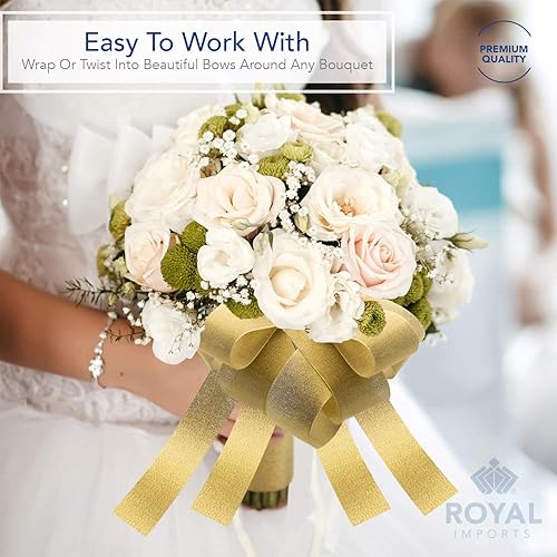 Miniatura 3 de Royal Imports Rollo de cinta de tela metálica brillante con purpurina para Navidad, manualidades, floral, boda, costura, fabricación de lazos,