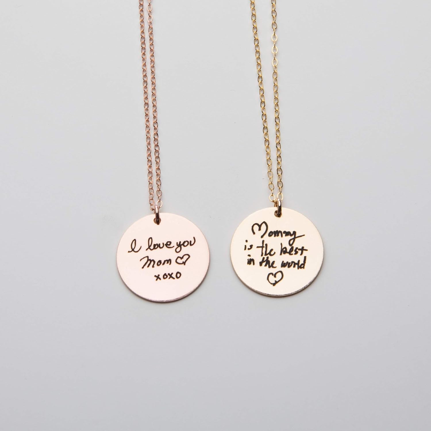 Actual Handwriting Necklace for Women, Mother's Day Christmas Birthday Gift for Her, Custom Jewelry, Personalized Memorial Signature, Kids Drawing, Handwritten Note, 14k Gold, Rose, Sterling Silver