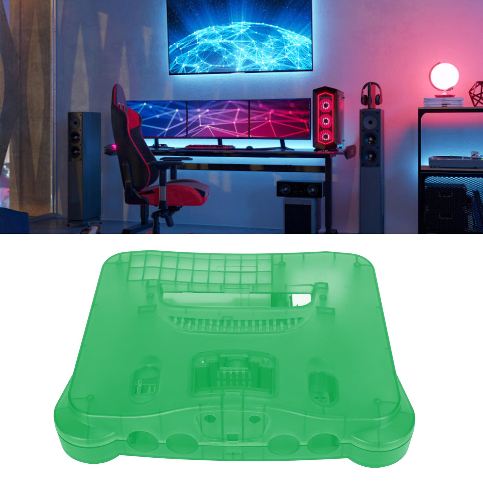 Carcasa Protectora para Consola de Videojuegos Retro N64, Carcasa Translúcida, Carcasa Protectora para Consola de Juegos Gruesa a Prueba de Polvo Profesional (Cian translúcido)