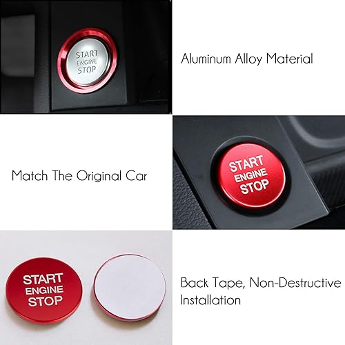 Miniatura 4 de Cubierta decorativa para botón de arranque del motor de automóvil, anillo y moldura para Audi A4LA5A6LA7A8Q3Q5Q7, aleación de aluminio, accesorios