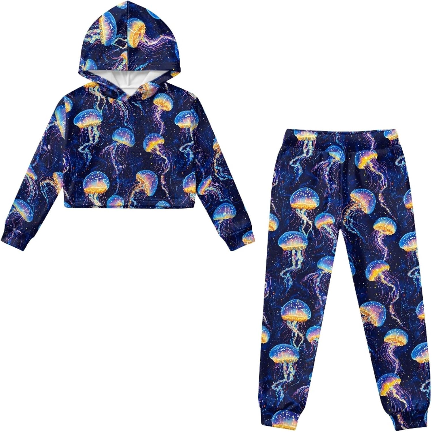 HUIACONG Girls Long Sleeve Sweatsuits for Kids Hoodie and Sweatpants Set
