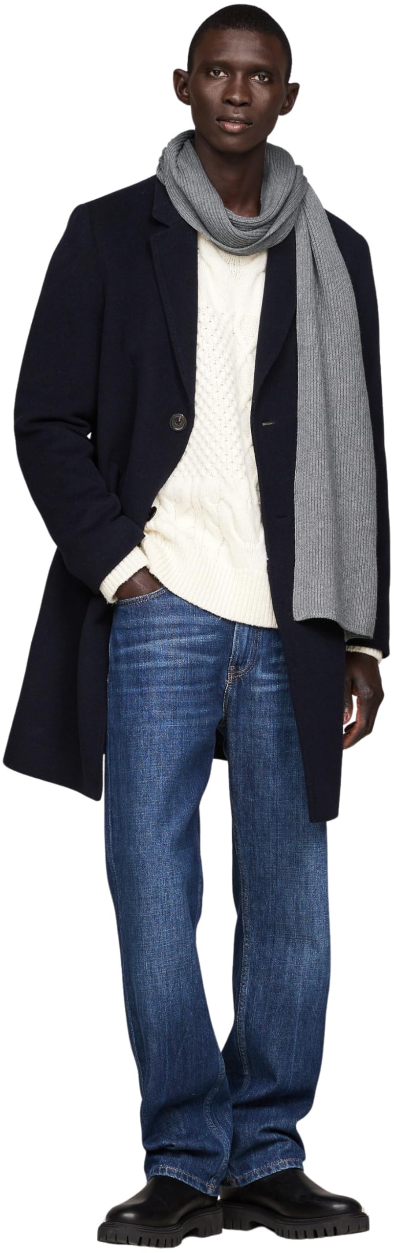 Tommy Hilfiger Herren Schal Flag Pima Cotton Cash aus Rippstrick