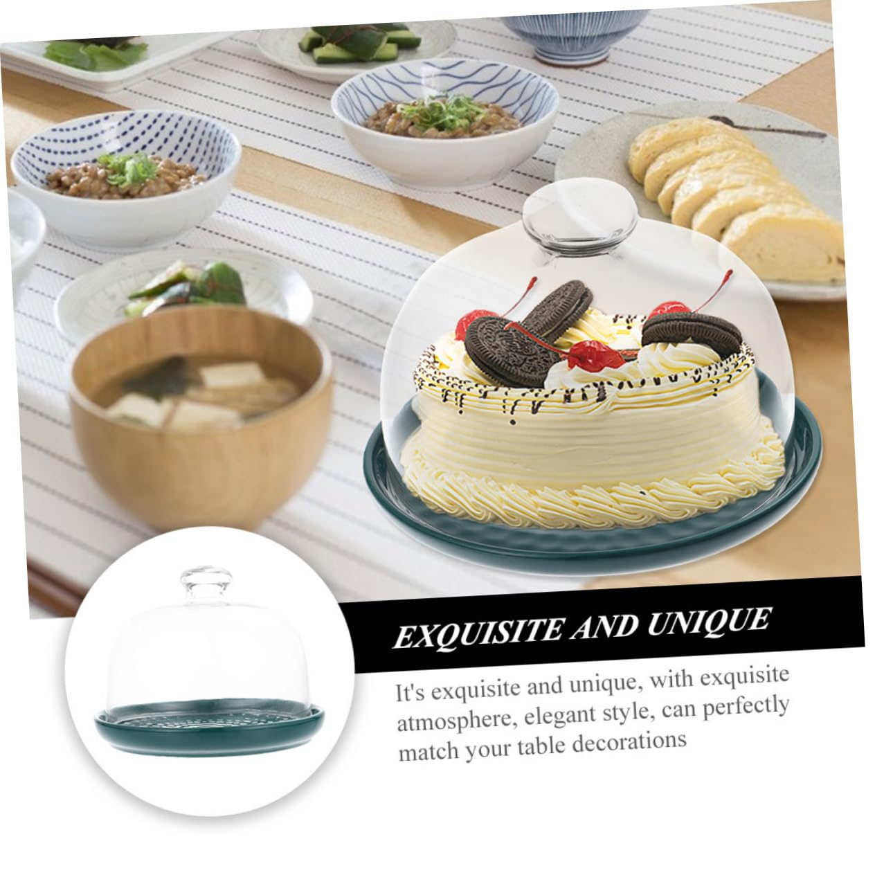 Mikinona Bandeja de Postres 1 Juego de Vidrio Verde para Servir y Exponer | Fruta, Snacks, Chocolate y Galletas, para Merienda Familiar y Fiestas, Estilo Único y Elegante