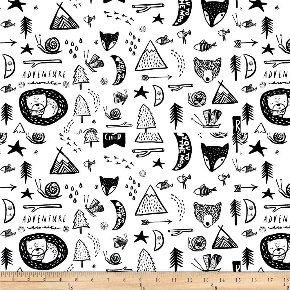 Dear Stella Designs Dear Stella Jersey Knit Forest Dreaming White Fabric by the Yard
