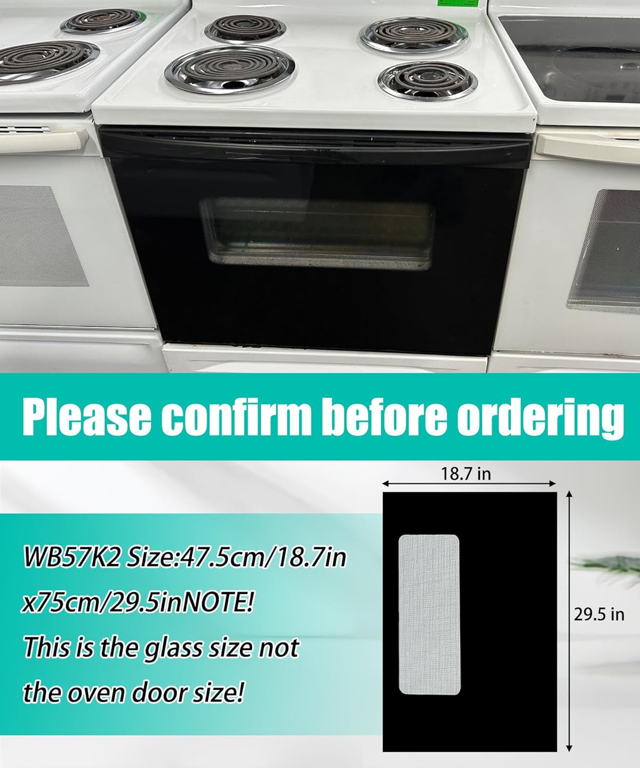 WB57K2 Range Oven Outer Door Glass Compatible With GE Hotpoint Kenmore,Replace WB57K0002 WB57K10009 WB57K10085 263854 AP2625359 EAP2625359 29.5" x 18.7" Outer Oven Door Glass