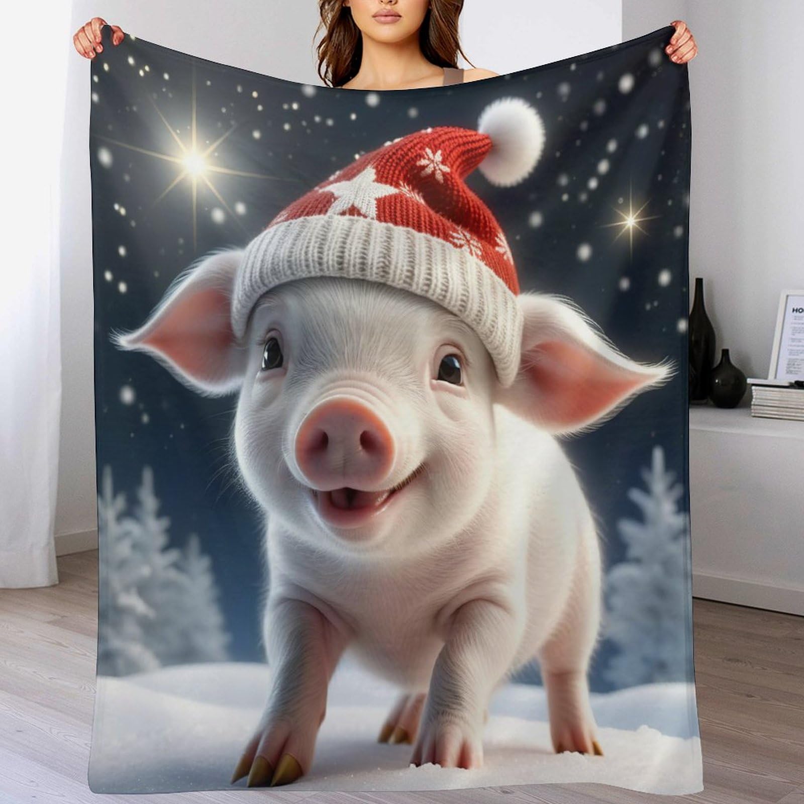 Couverture cochon mignon plaid douillet 180x200cm idée cadeau idéale pour lit et canapé