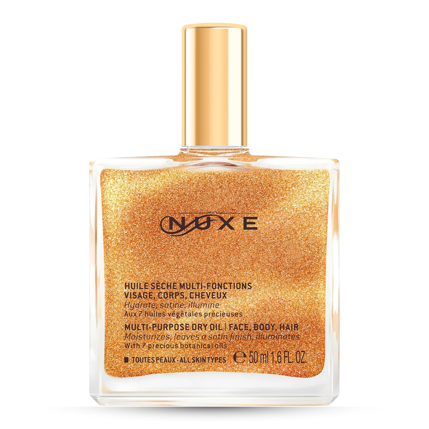 Prodigious Shimmering Dry Oil for Face Body & Hair, Golden Glow Multi-Purpose Moisturising Oil with Cosmetic Spatula