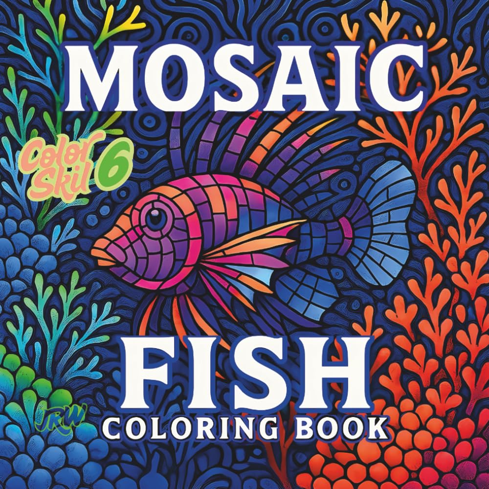 Mosaic Fish Coloring Book: A Bold Line Art Collection of Underwater Scenes Featuring Coral Reefs, Exotic Fish, and Ocean Life