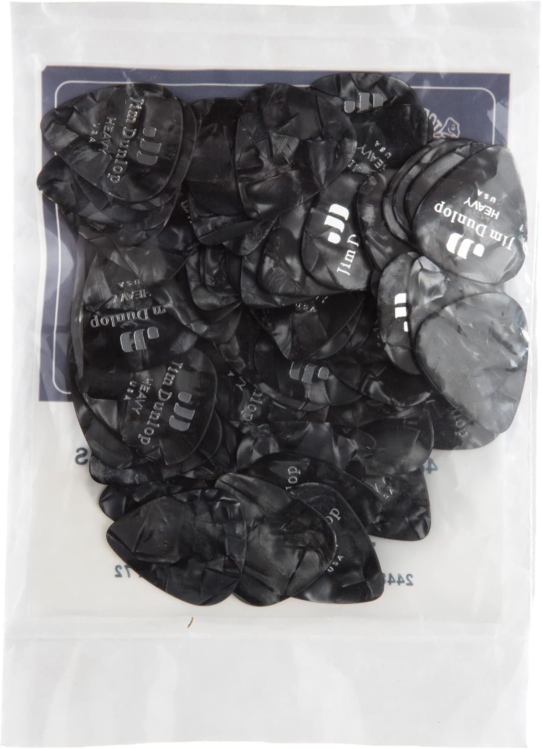 Jim Dunlop Celluloid Black Pearloid Pick Heavy - 72 Pack