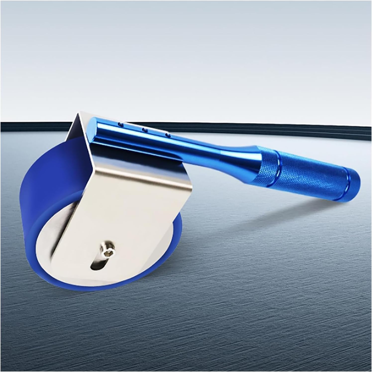 Standard Adhesive Testing Tool, Durable Blue 2kg Hand Roller for Wallpaper, PU Rubber Thickened Pressing Wheel, Stainless Steel Anti-Slip Diamond Handle