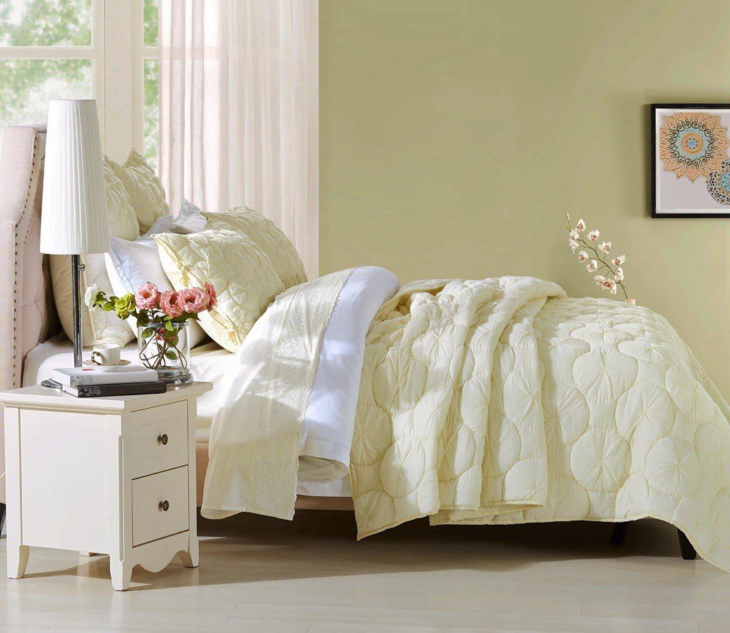 Calla Angel Dream Waltz Luxury Pure Cotton Voile Quilt, King, Ivory