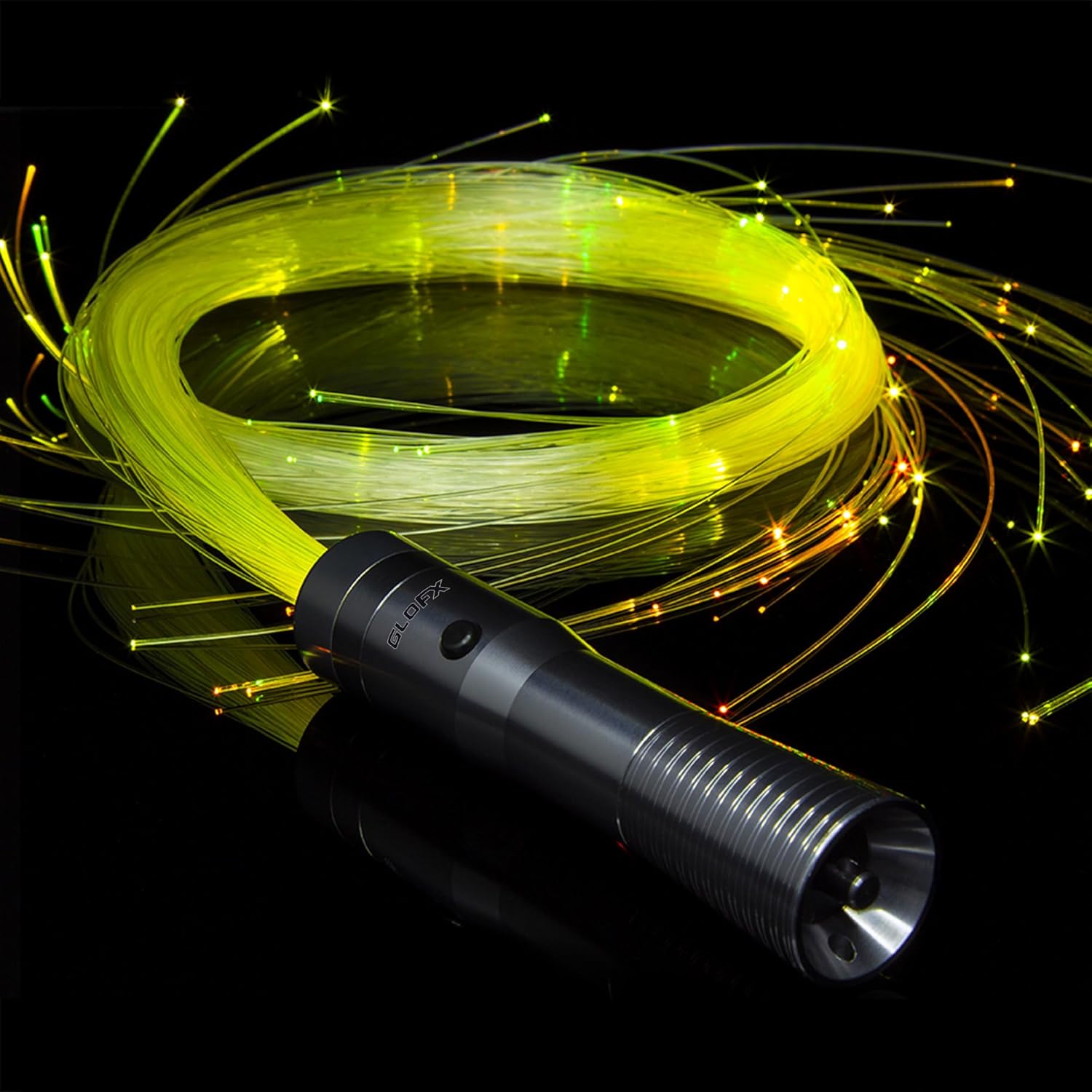 GloFX Space Whip Remix | Programmable Led Fiber Optic 360° Swivel | Rave Accessory for Parties, Light Shows Music Festivals | End Glow Remix