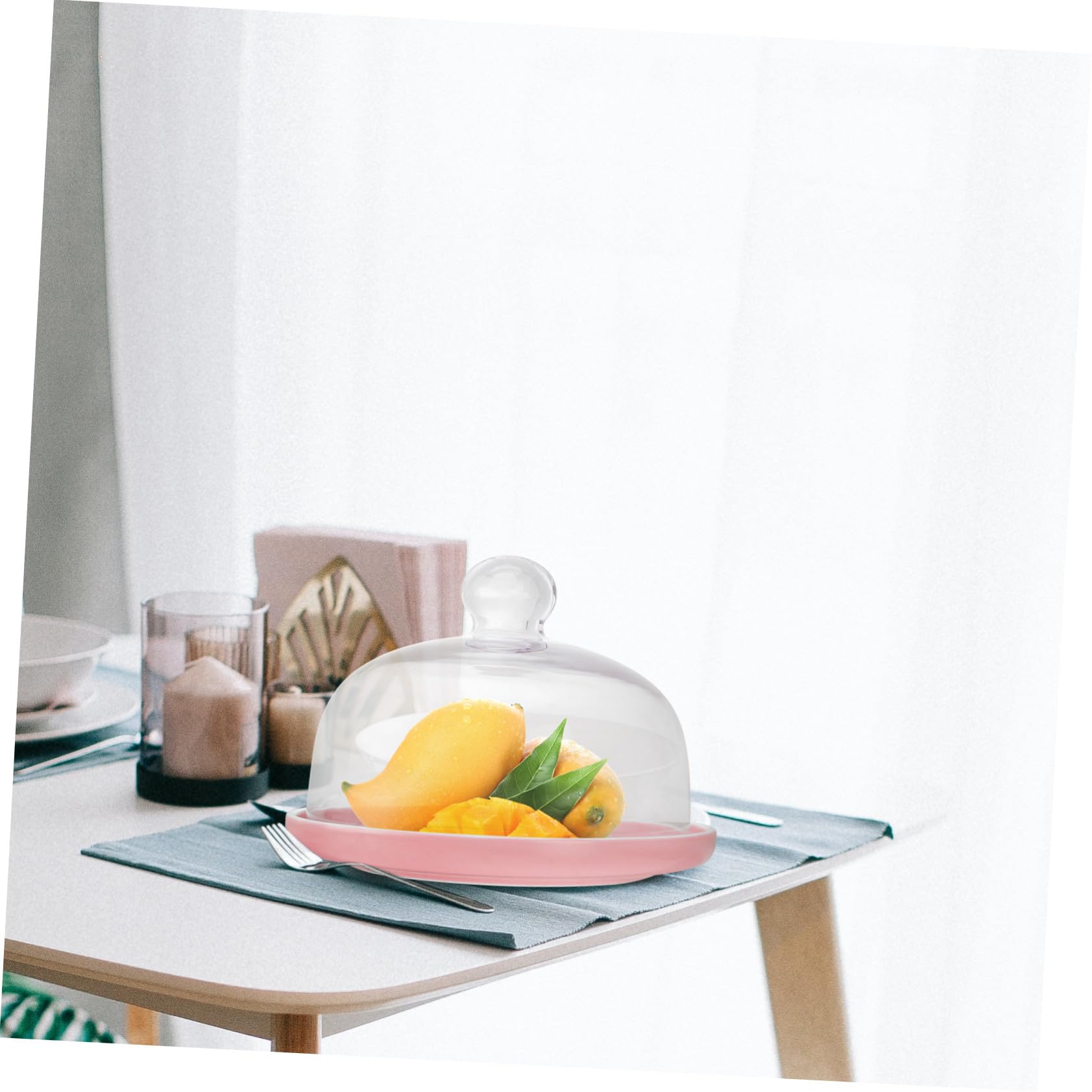 Rundes Desserttablett mit Deckel, 1 Satz aus Keramik und Glas