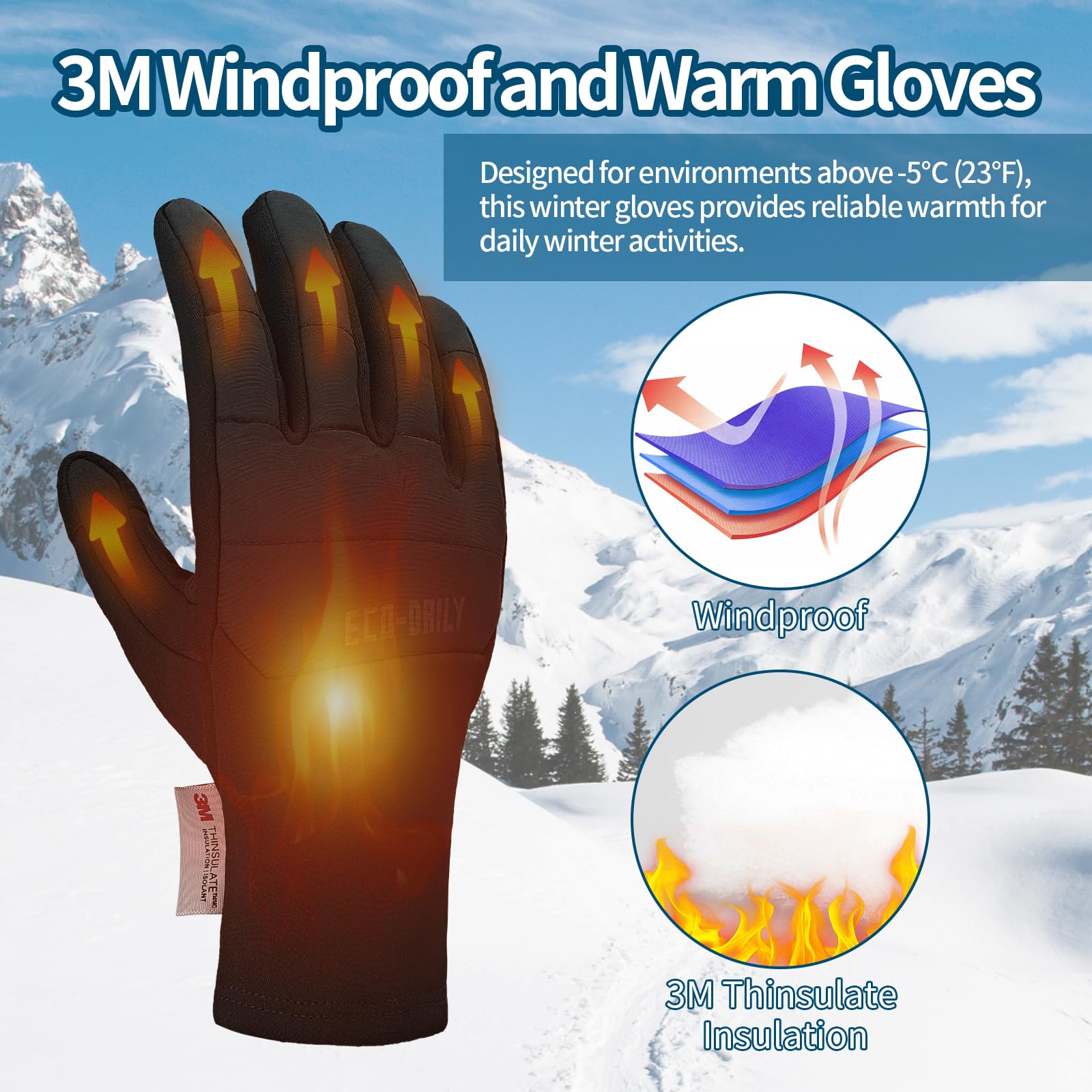Guantes de ciclismo de invierno para hombres y mujeres, resistentes al agua, térmicos, 3M, Thinsulate, antideslizantes, pantalla táctil, para ciclismo, esquí, correr, deportes al aire libre