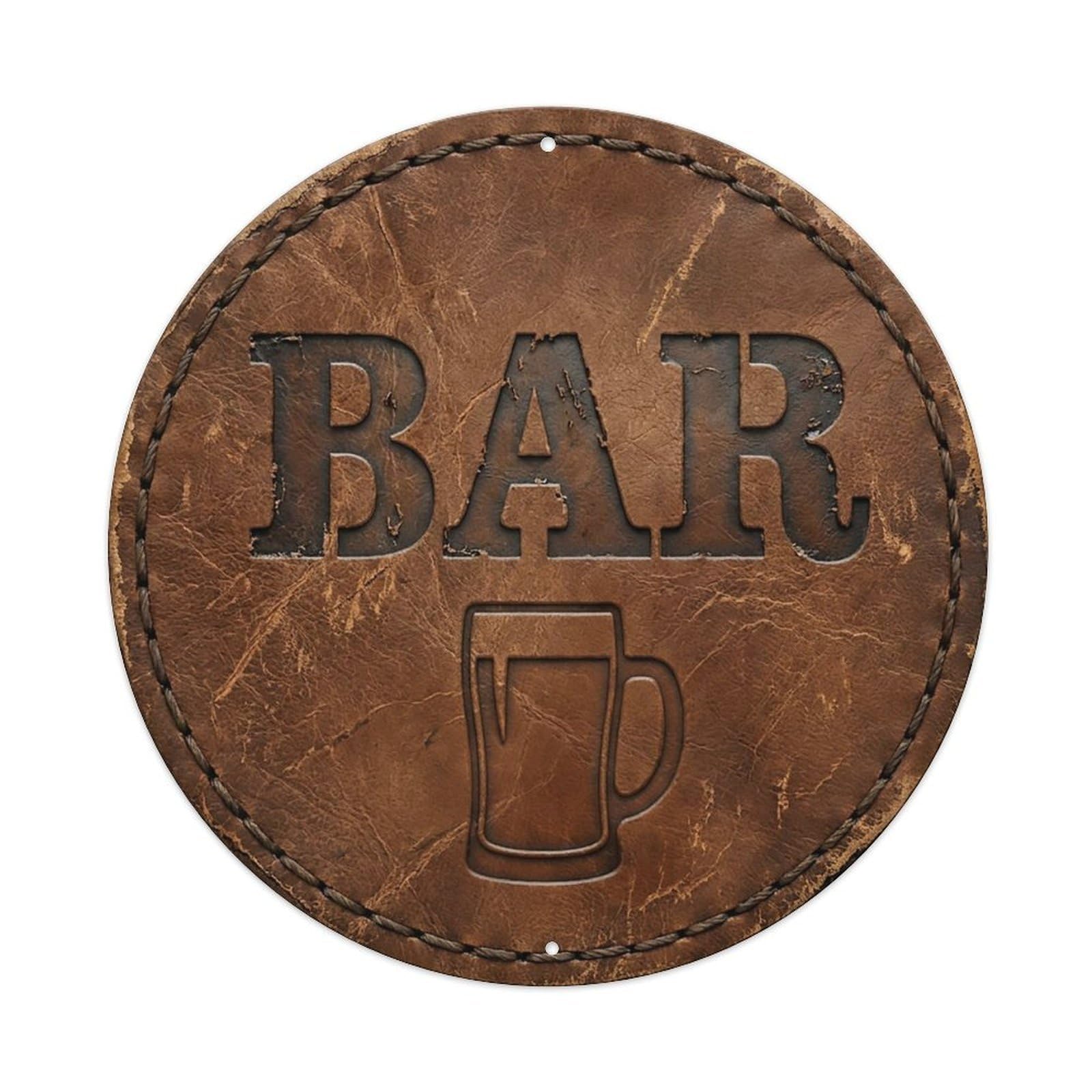 Vintage Beer BAR Leather Texture Retro for Pub Metal Tin Sign
