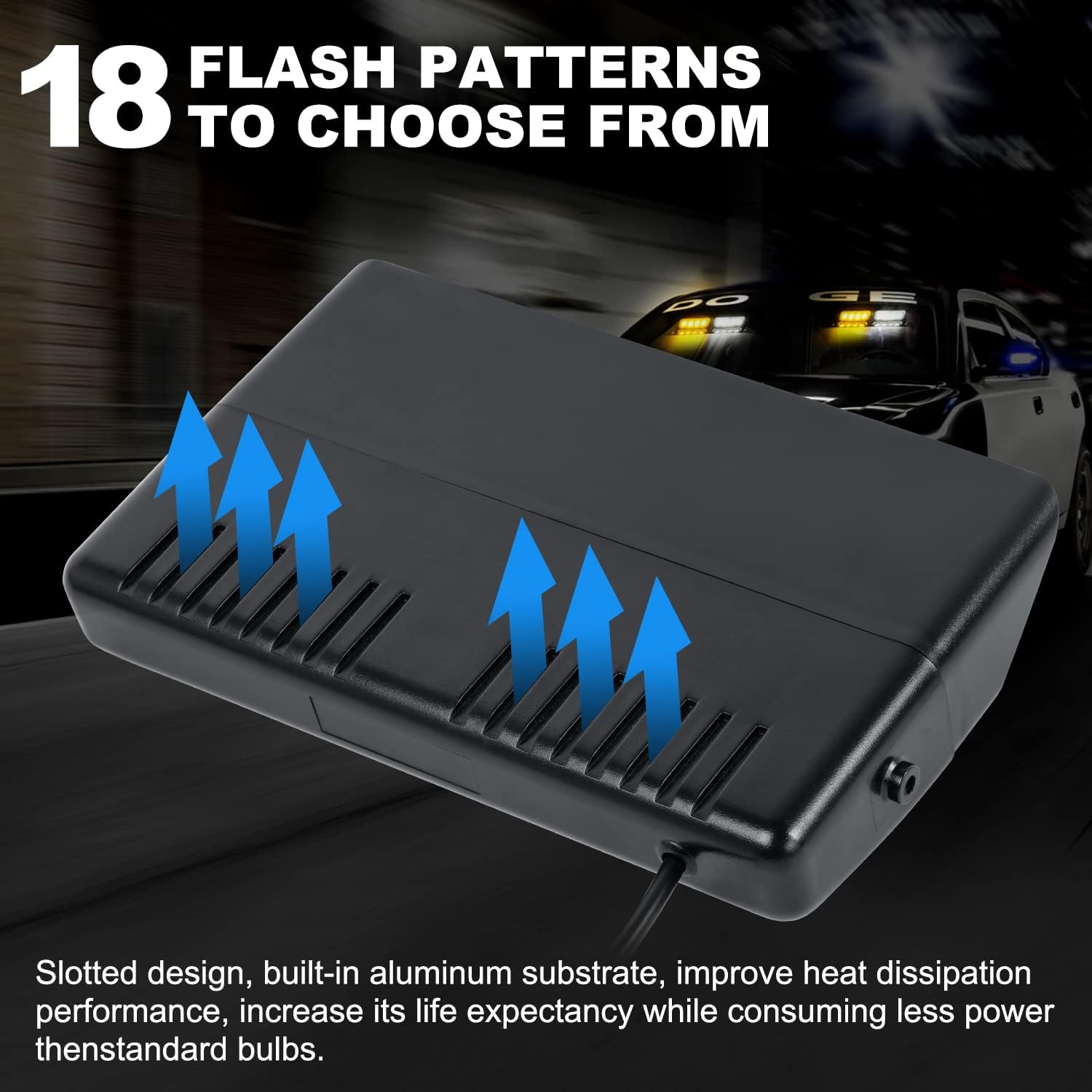 ASPL 2 in 1 Dash Emergency Strobe Lights 2x7.2 Inch 16LED Interior Front/Rear Windshield Safety Deck Split Light Bar Hazard Flashing Warning Traffic Lights For Trucks Vehicles Cars (Amber/White) : Automotive