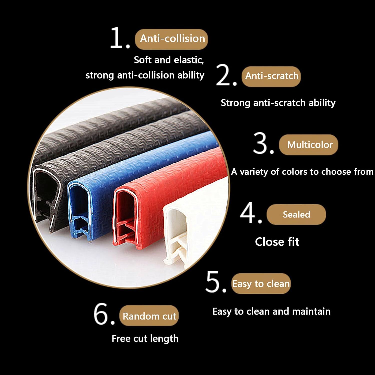 Draught excluder Tape U Rubber Channel Edge Trim Rubber Edge Trim,Length 1M Weather Stripping, Metal Edge Protector, Door Edge Guard Seal Strip/Red/8Mm * 6Mm(Red,8Mm*6Mm)