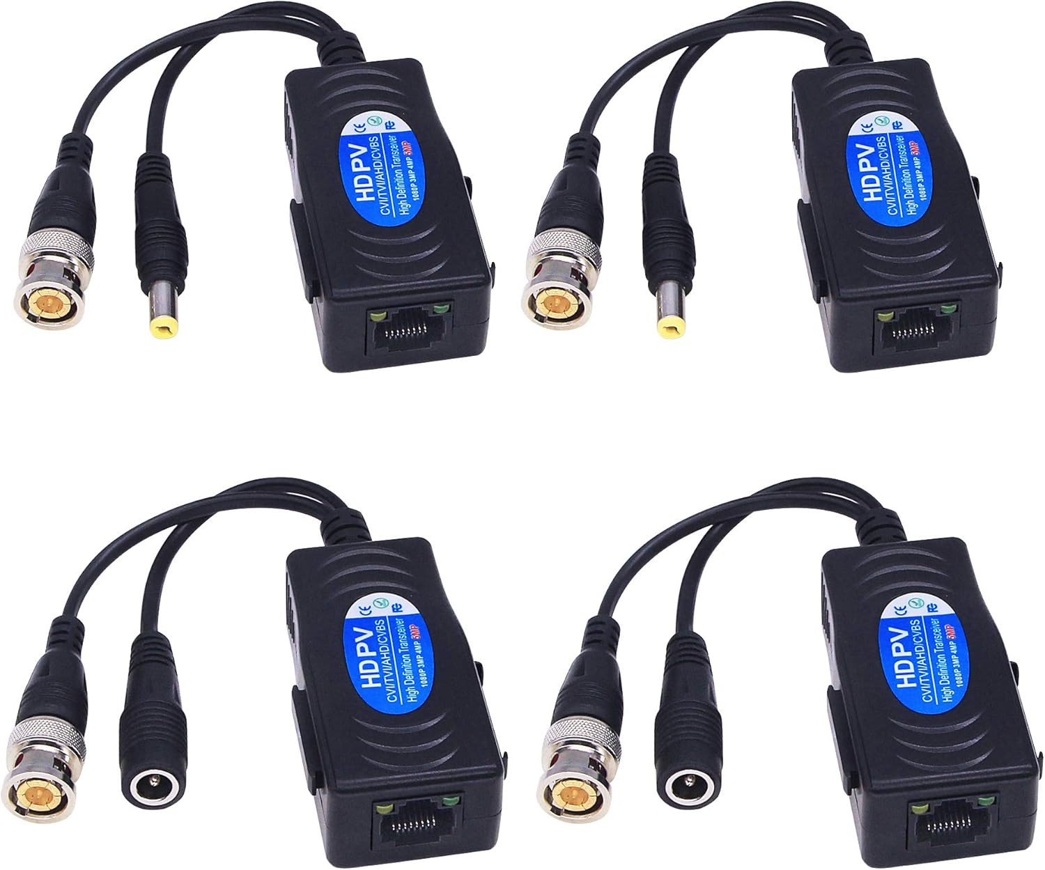 SinLoon 2 Pair Passive Video HDTVI/CVI/AHD Balun 1080P 5MP BNC to