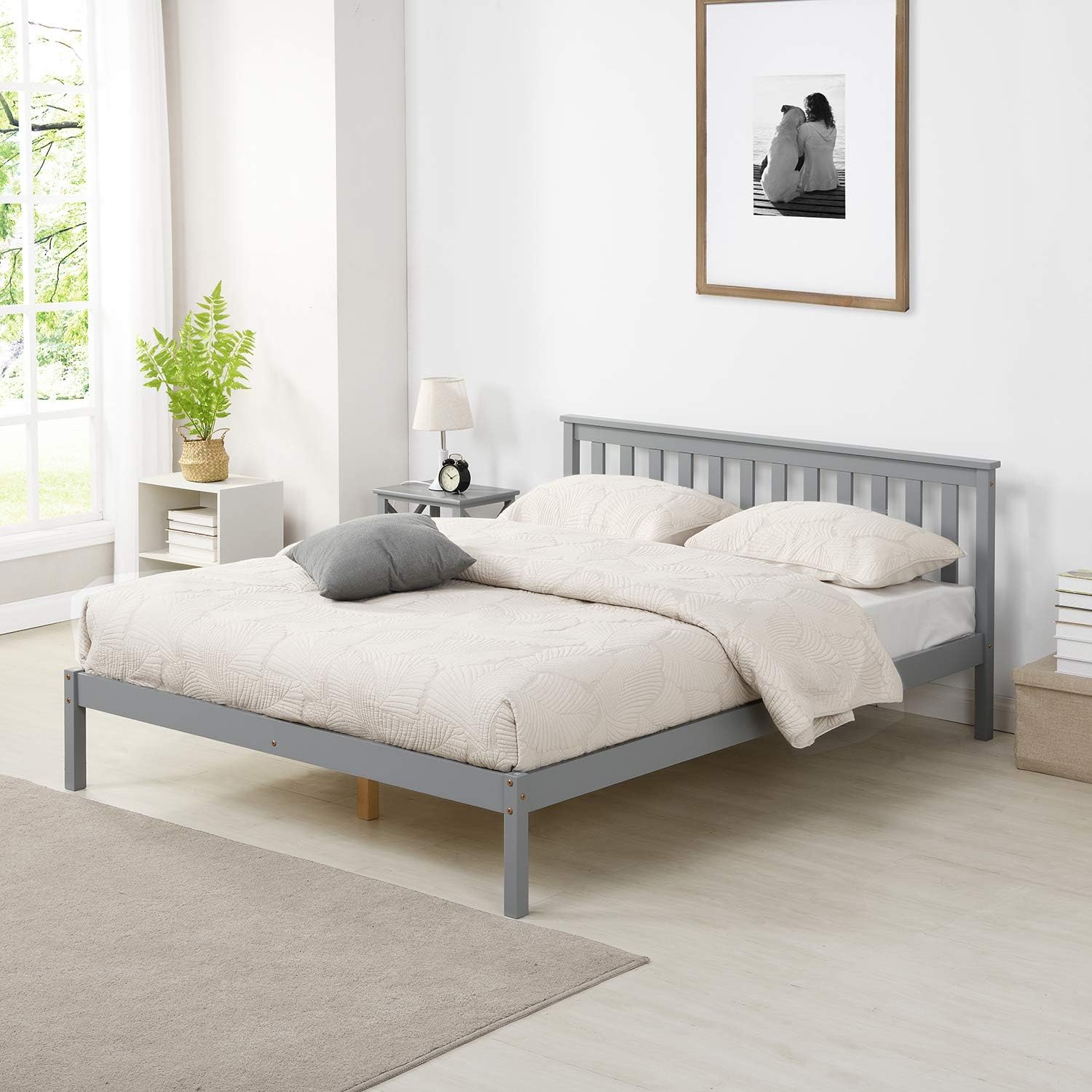 Cherry Tree Furniture Linnelle Solid Wood Bed Frame (Grey, UK King