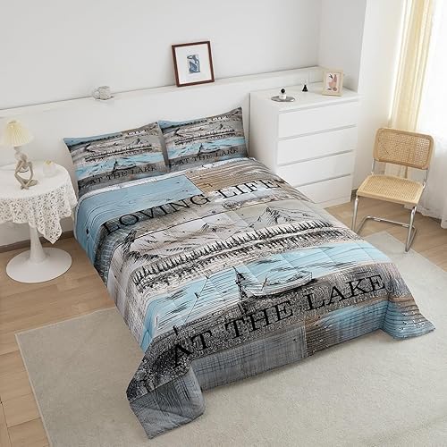 Miniatura 4 de Erosebridal Lake House - Juego de edredón de tamaño Queen, juego de ropa de cama rústica para niños, adolescentes, adultos, mujeres, juegos de