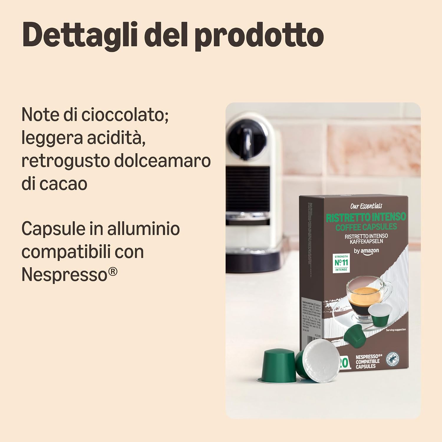 by Amazon Ristretto Intenso Capsule di Caffè Compatibili Nespresso, 100 Capsule (5 Confezi - Analyse des détails et conception
