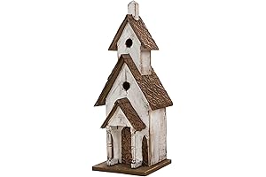 Rustic Hand Painted Wooden Church Birdhouse: A Sanctuary for Your Feathered Friends