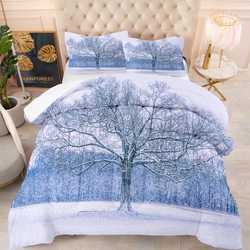 Blue and White WatercolorTie Dye Hand Drawn Comforter Set Queen 3 Pieces Microfiber Bedding Quilt for Girls Teens