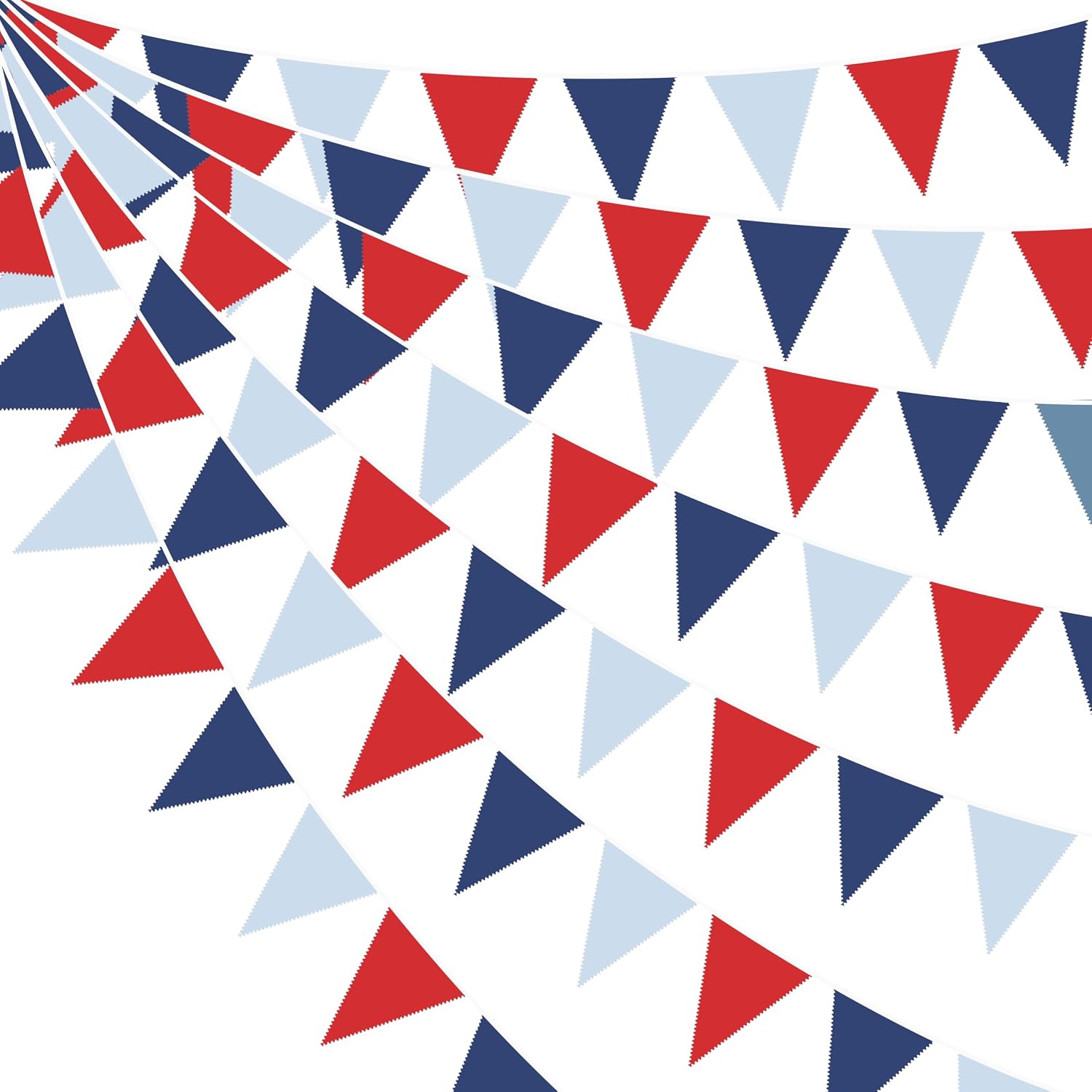 32Ft Red Blue Party Decorations Red Navy Blue Triangle Flag Pennant Bunting Banner Fabric Garland Streamers for Patriotic Birthday Nautical Graduation American 4th of July National Party Decorations