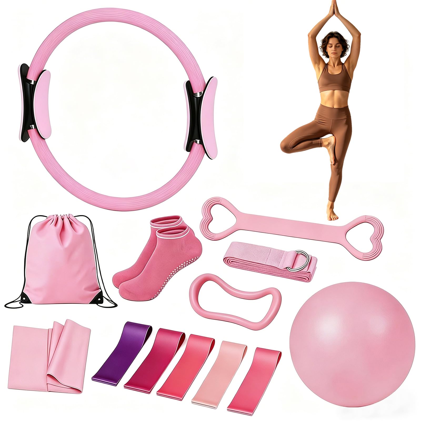 Kit Pilates Rose 13 pièces