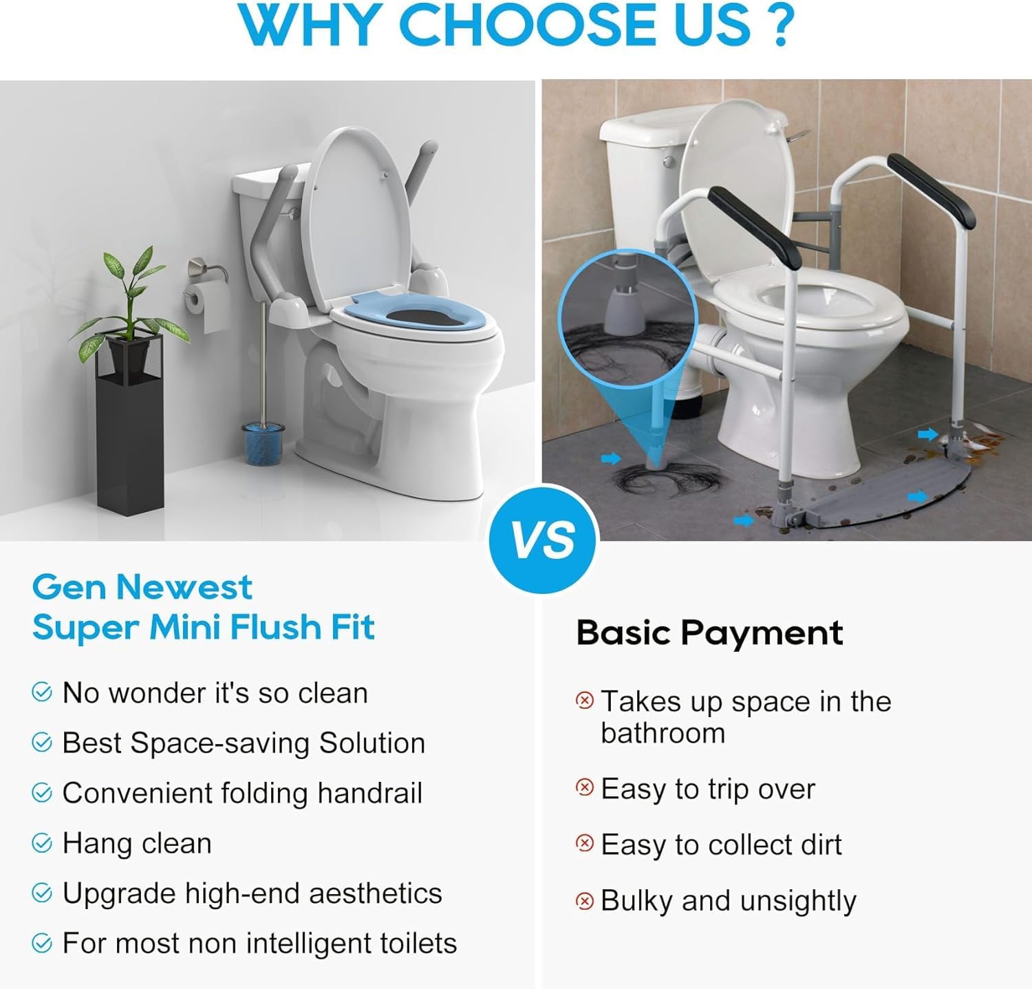 BK Fudid Toilet Safety Rails for Seniors, Foldable Toilet Handicap Rails with Arms, Non-Slip Toilet Handles, Heavy Duty Toilet Safety Frame,for Christmas
