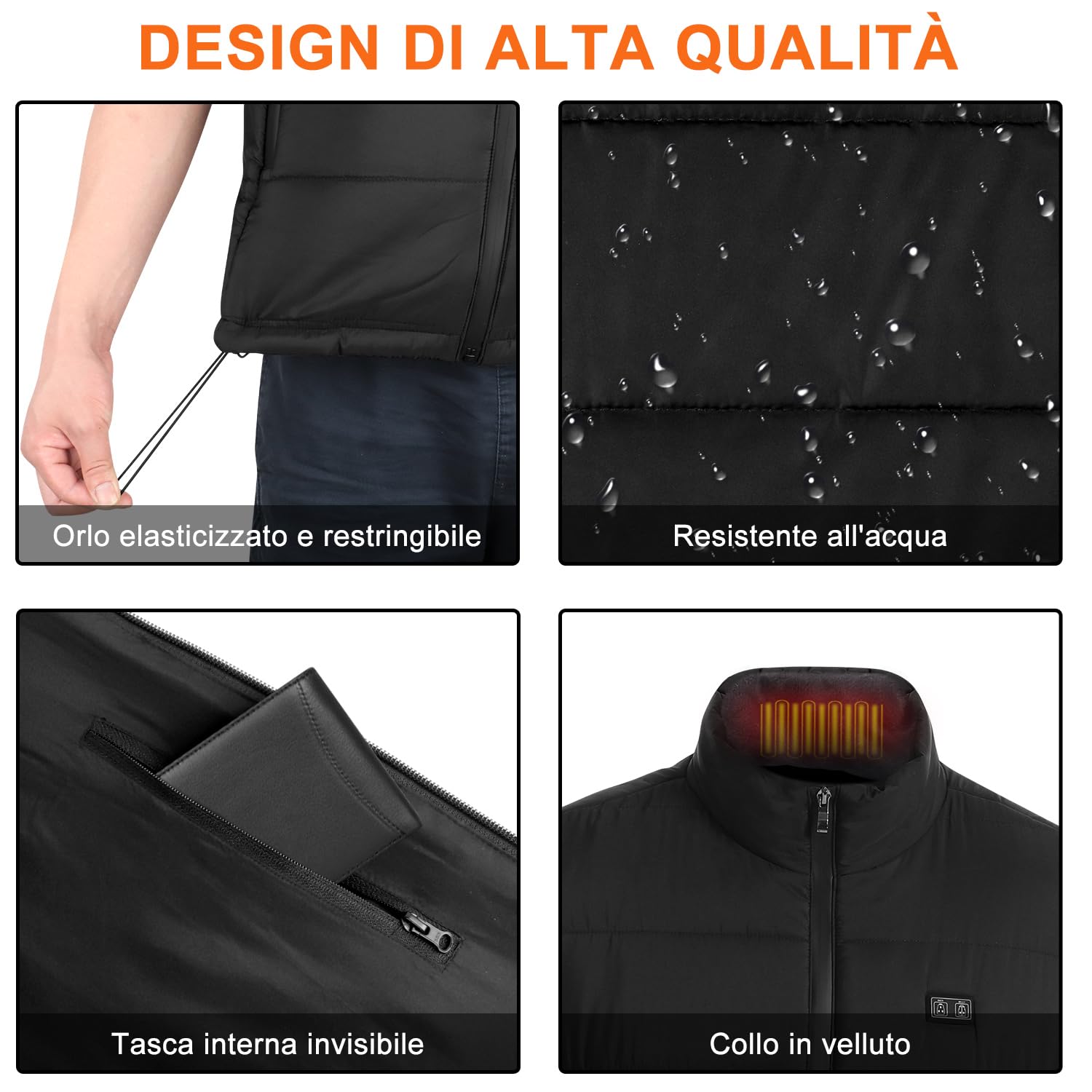 Gilet Riscaldato, Gilet Riscaldato Uomo e Donna con 15 zone, Giubbino Riscaldato con USB 10000mAh Batteria, Giacca Riscaldata lavoro invernale da Esterno Moto Giubbott