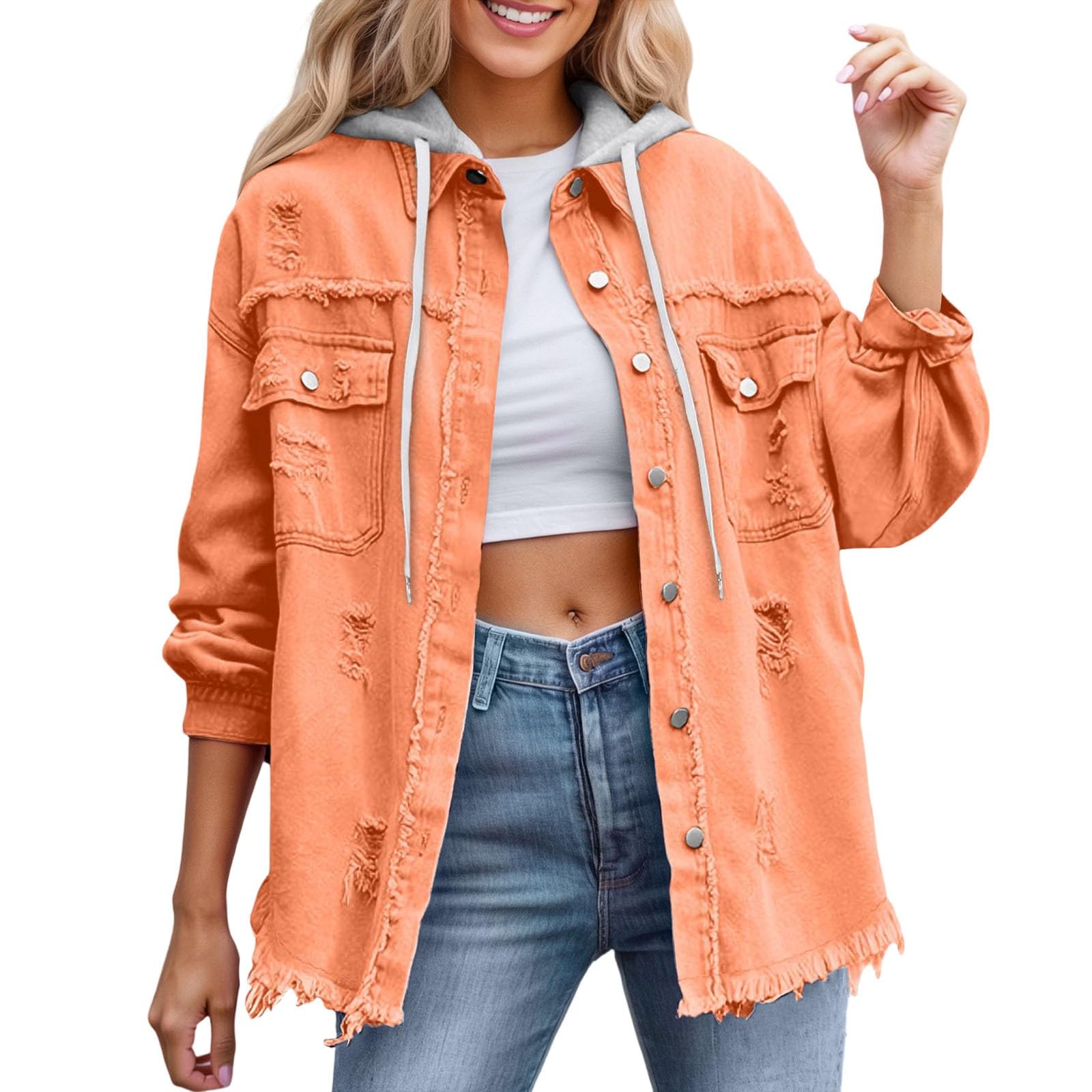 Jeans Jacken Für Damen Übergangsjacke Jeansjacke Alltag Shacket Leicht Wascheffekt Freizeitjacke Kurz Denimjacke Oversized Lange Ärmel Bomberjacke Basic Vintage