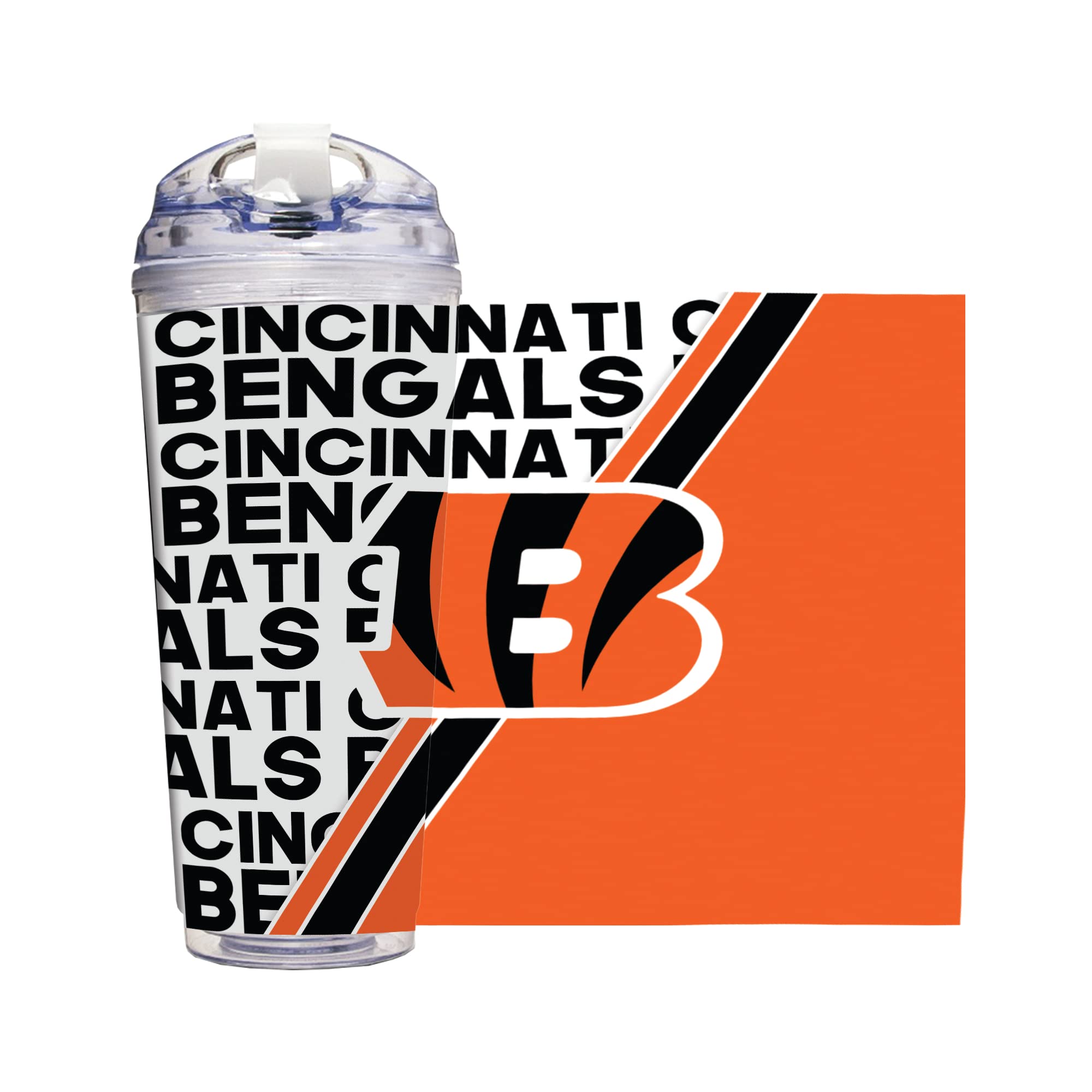 Rico Industries NFL Football 24oz Acrylic Tumbler with Hinged Lid, Officially Licensed Double Wall Tumbler for NFL Fans