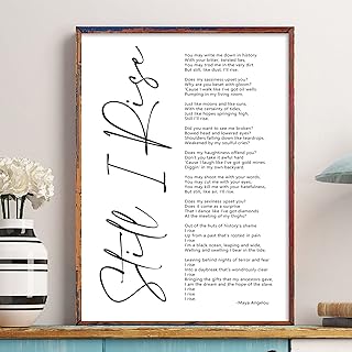 Maya Angelou Quotes Wall Art Canvas Still i Rise Wall Art Positive Quotes Wall Art Black Art Wall Decor Motivational Art Female Inspirational Wall Art for Office Artwork Decor 16x24 Inch Unframed