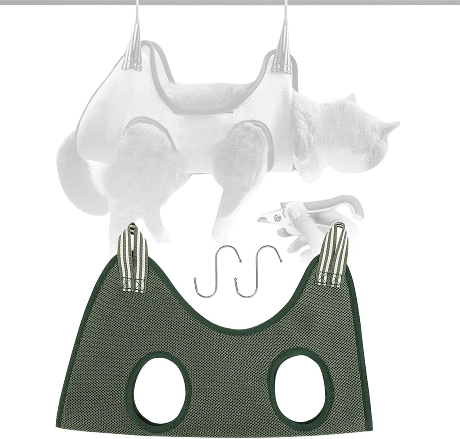 review Pet Cat Grooming Hammock Helper Restraint Bag Breathable Comfortable Hanging Lounger Puppy for Nursing Bathing Pets Supplies, Small Green