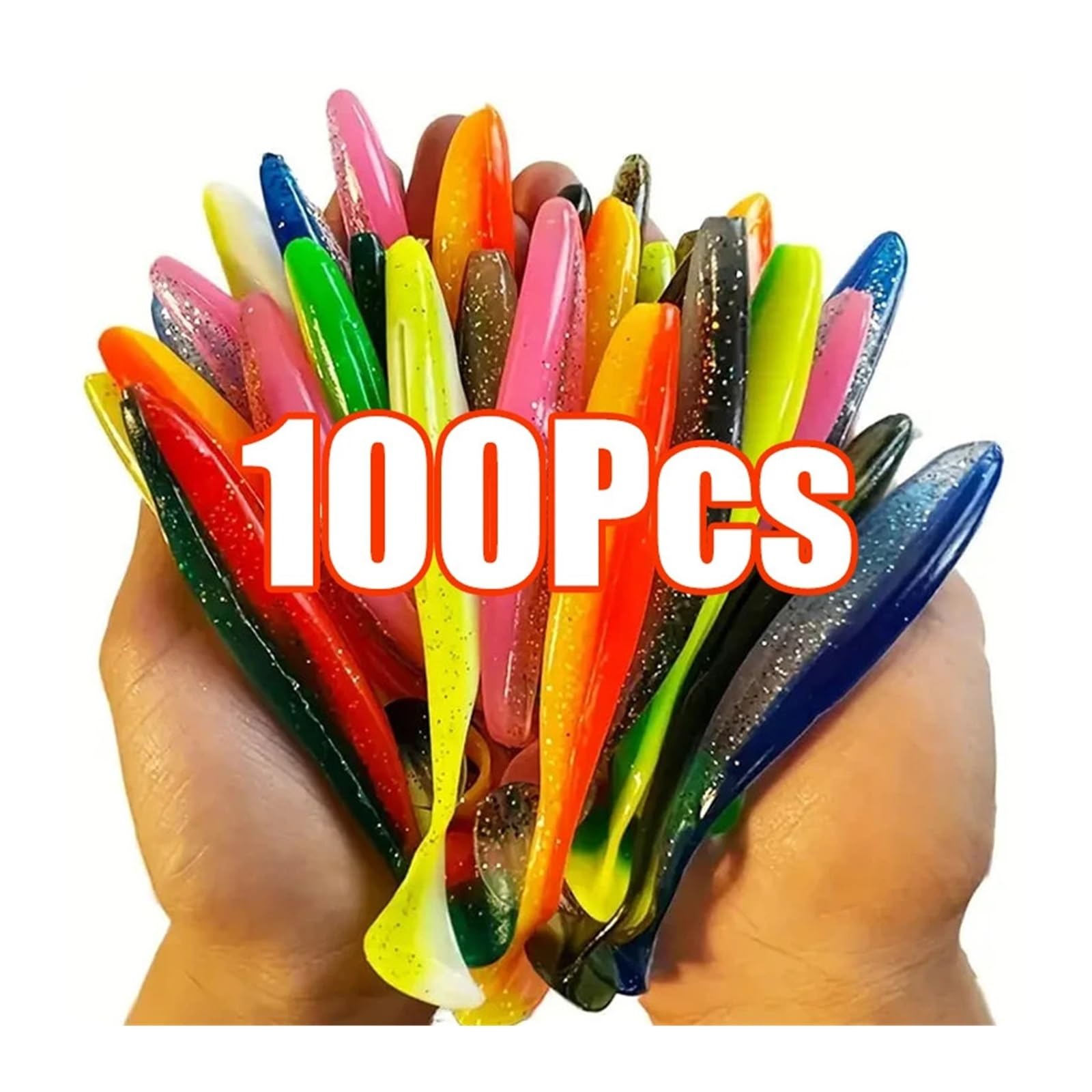 Leurre de pêche à Queue Souple, Ensemble d'appâts en Silicone, nageurs, Wobblers, Pesca, Bar, Carpe, Couleur aléatoire, 55/65/75mm, 10/50/100 pièces