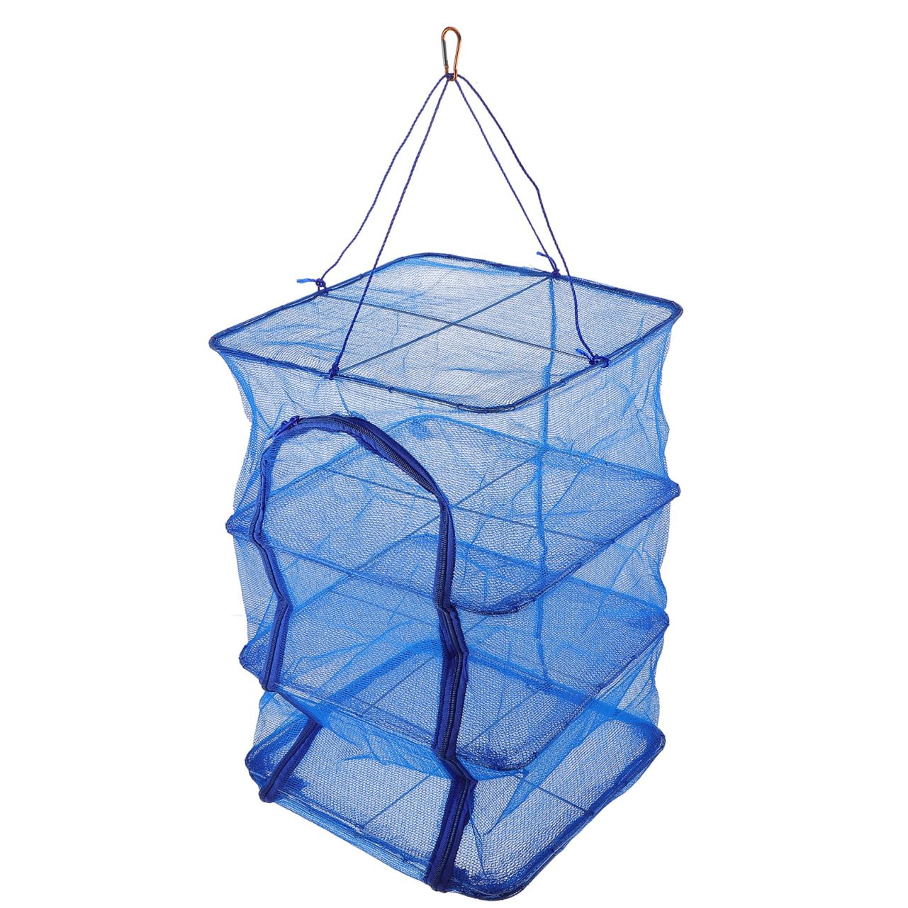 BESPORTBLE Foldable Fish Cage Fruit Dryer Hanging Clothes Drying Rack Laundry Drying Rack Hanging Drying Net Zipper Drying Rack Folding Fish Mesh Nylon Blue Shrimp Fish Drying Net