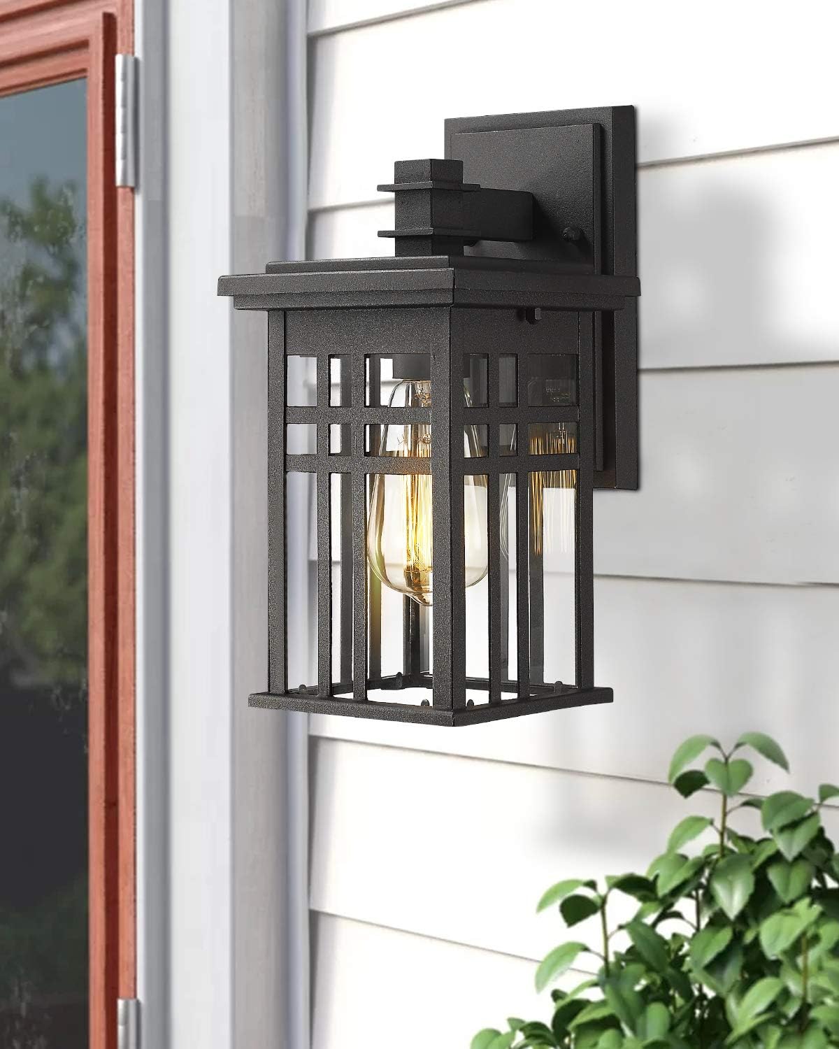 Black Friday Clearance Zeyu 2 Pack Outdoor Wall Sconce, Exterior Wall Mount Light in Black Finish with Clear Glass Shade, 20068B1-2PK