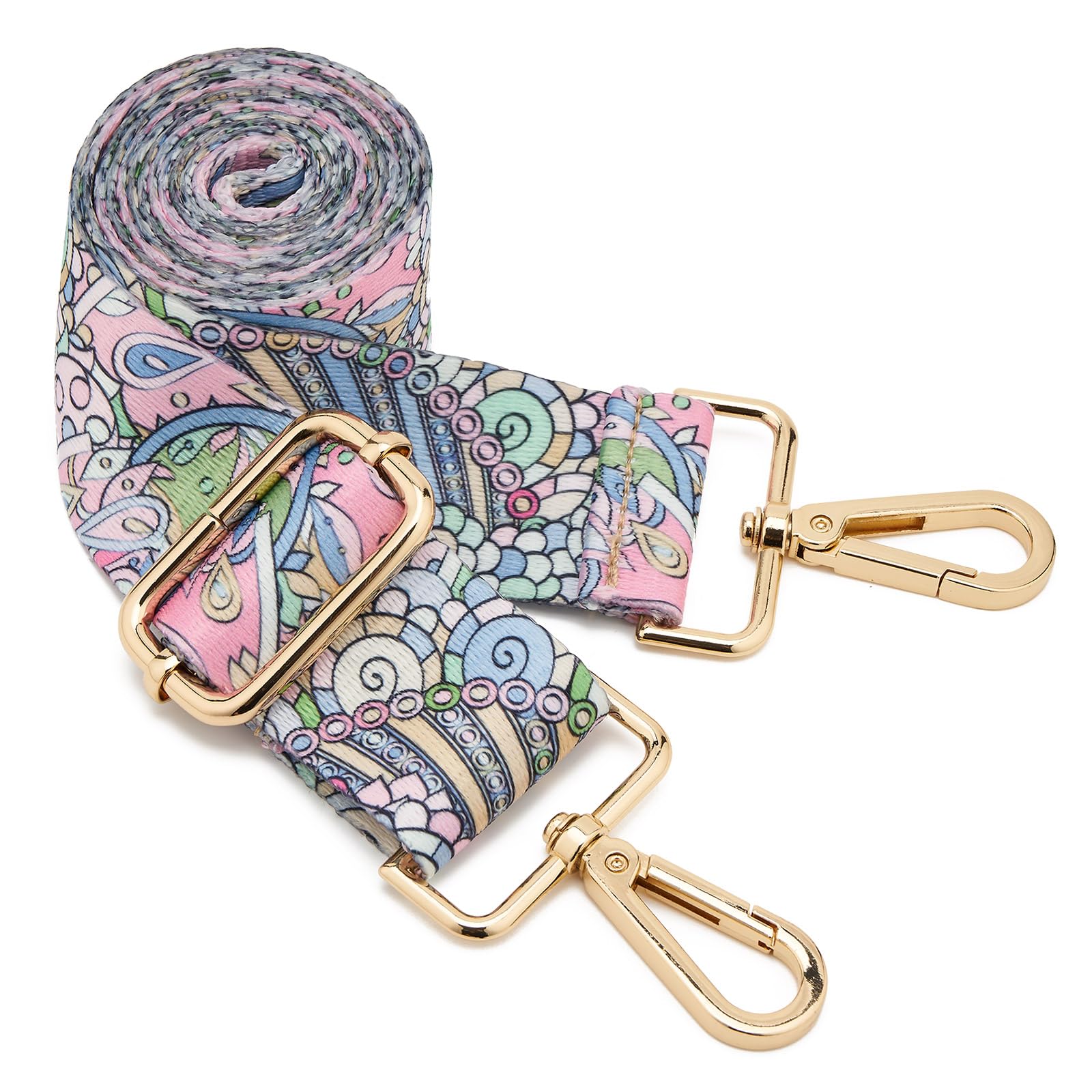 ZOOEASS Wide Shoulder Strap Adjustable Replacement Belt Guitar Style Crossbody Bag Handbag Strap Multicolor Canvas Straps(Wide:1.5in)(Color52)