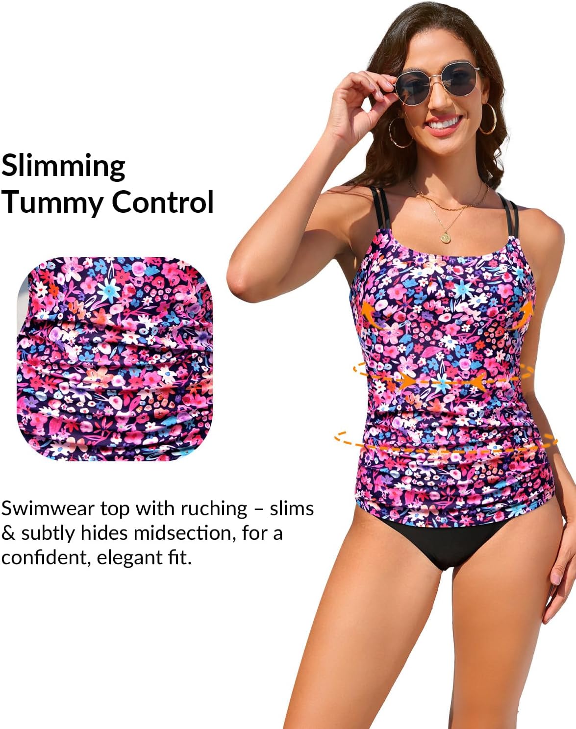 Tankini Tops for Women 2025 - Tummy Control Swim Top Only Modest Bathing Suit Top Swimsuit Top No Bottom - Image 4