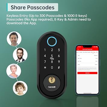 Hornbill Smart Door Lock 7 in 1 Keyless Entry Door Lock Biometric Fingerprint Smart Deadbolt Electronic Digital Bluetooth Keypad Code Door Lock Smart Lock for Front Door IC Fob Free App Control
