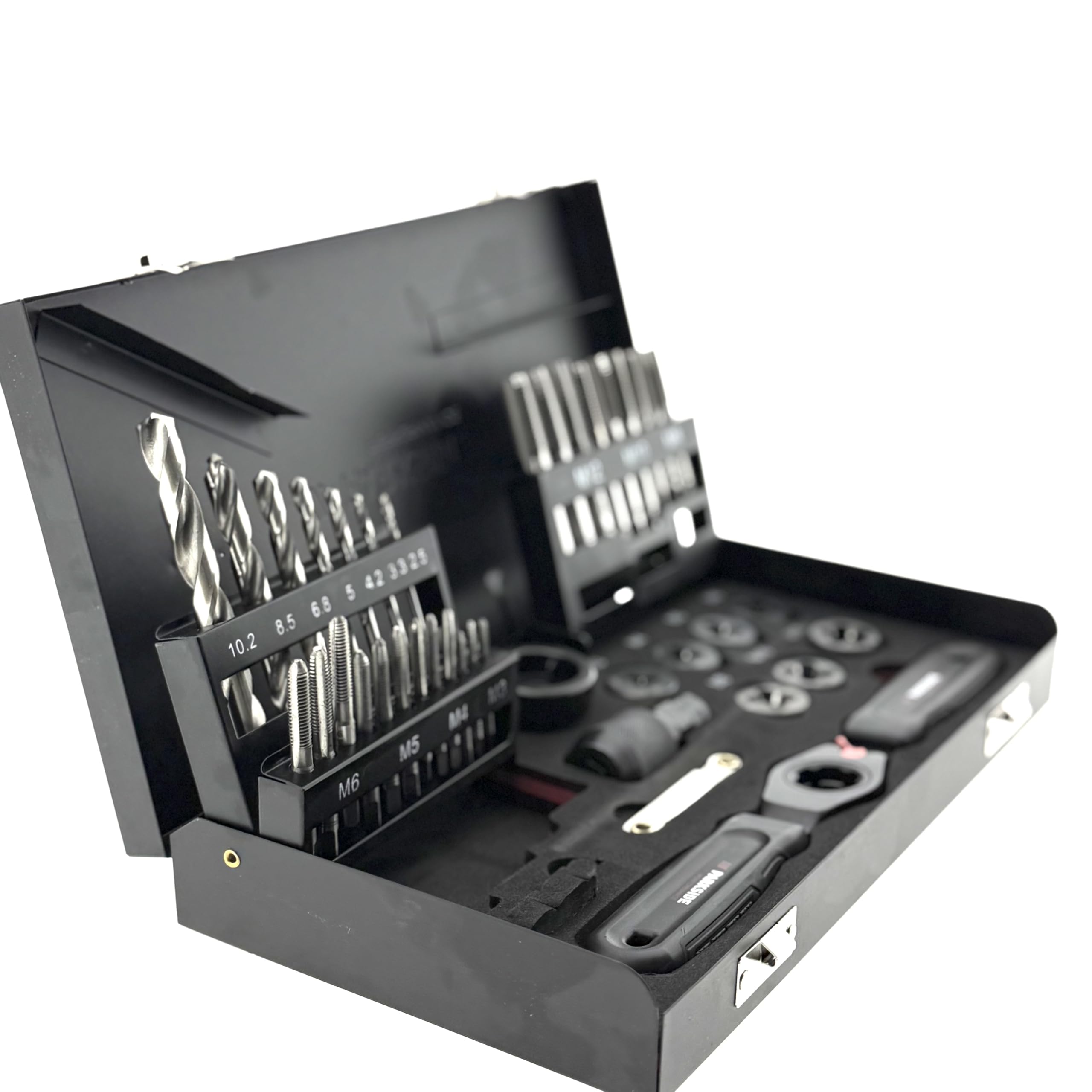 Parkside Gewindebohrer- & Schneideisen-Set 38-teilig – M3–M12 – Innen & Außen Gewinde – inkl. HSS Kernlochbohrer und Aufbewahrungsbox