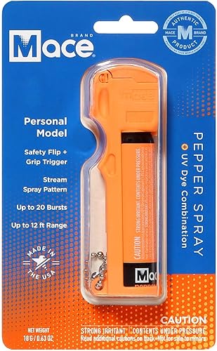 Miniatura 7 de Full Size Mace Pepper Spray- Ideal self defense keychain for women, 12 ft range, Made in the USA, Available in Pink, Black, Orange, Blue, or Yellow