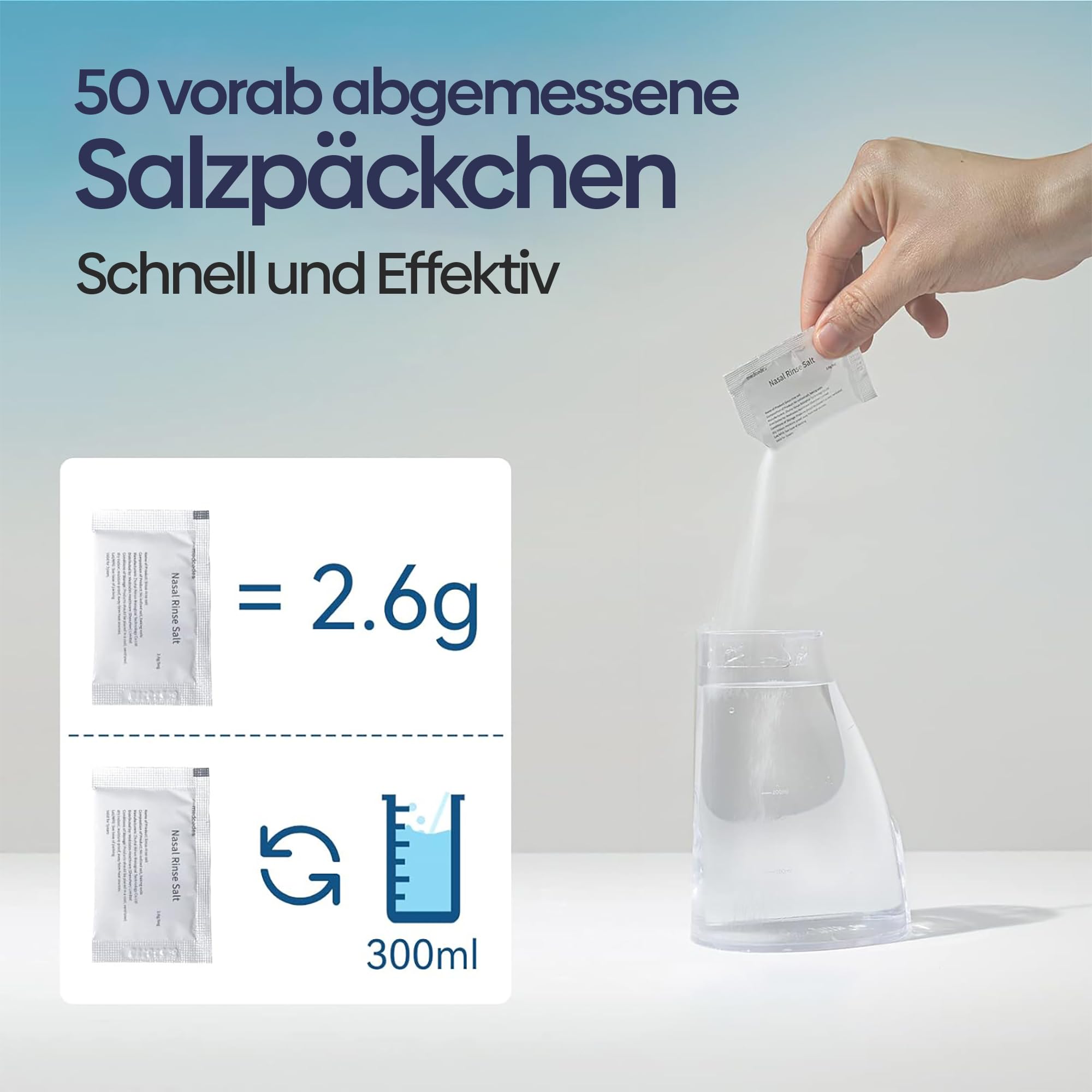 Olvy Elektrisch Nasendusche, Elektrischer Neti Pot, Nasales Bewässerungssystem, kabellose Nasenspülmaschine, elektrische Neti-Kanne mit 50 Salzpäckchen