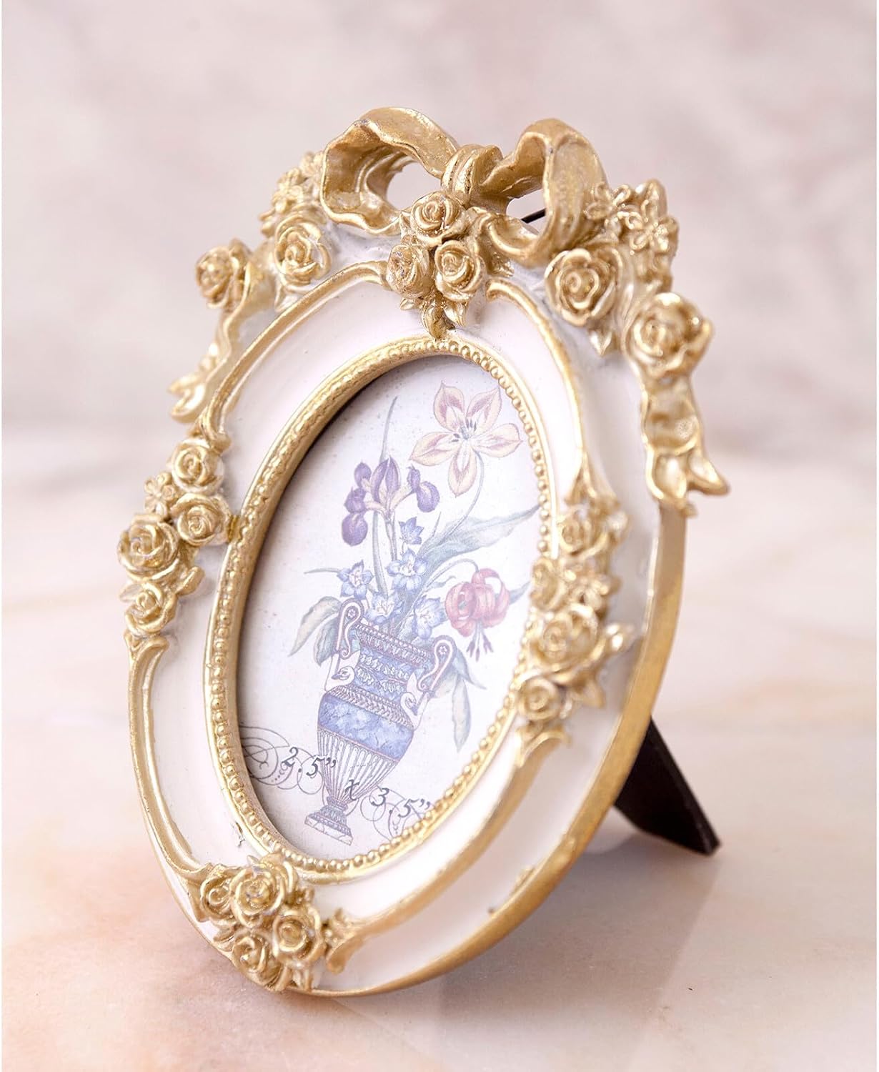 Akizuki Boeki Rococo Deco Photo Frame, White, W 4.3 x D 1.0 x H 5.4 inches (10.9 x 2.5 x 13.7 cm) SH15044-223WG