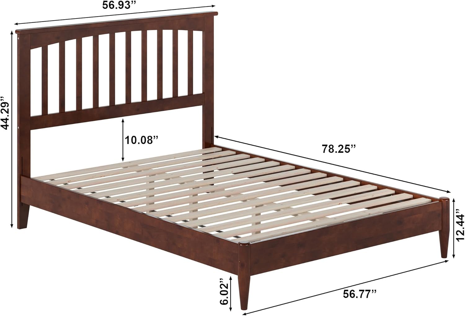 AFI, Becket Full Solid Wood Low Profile Platform Bed, Walnut