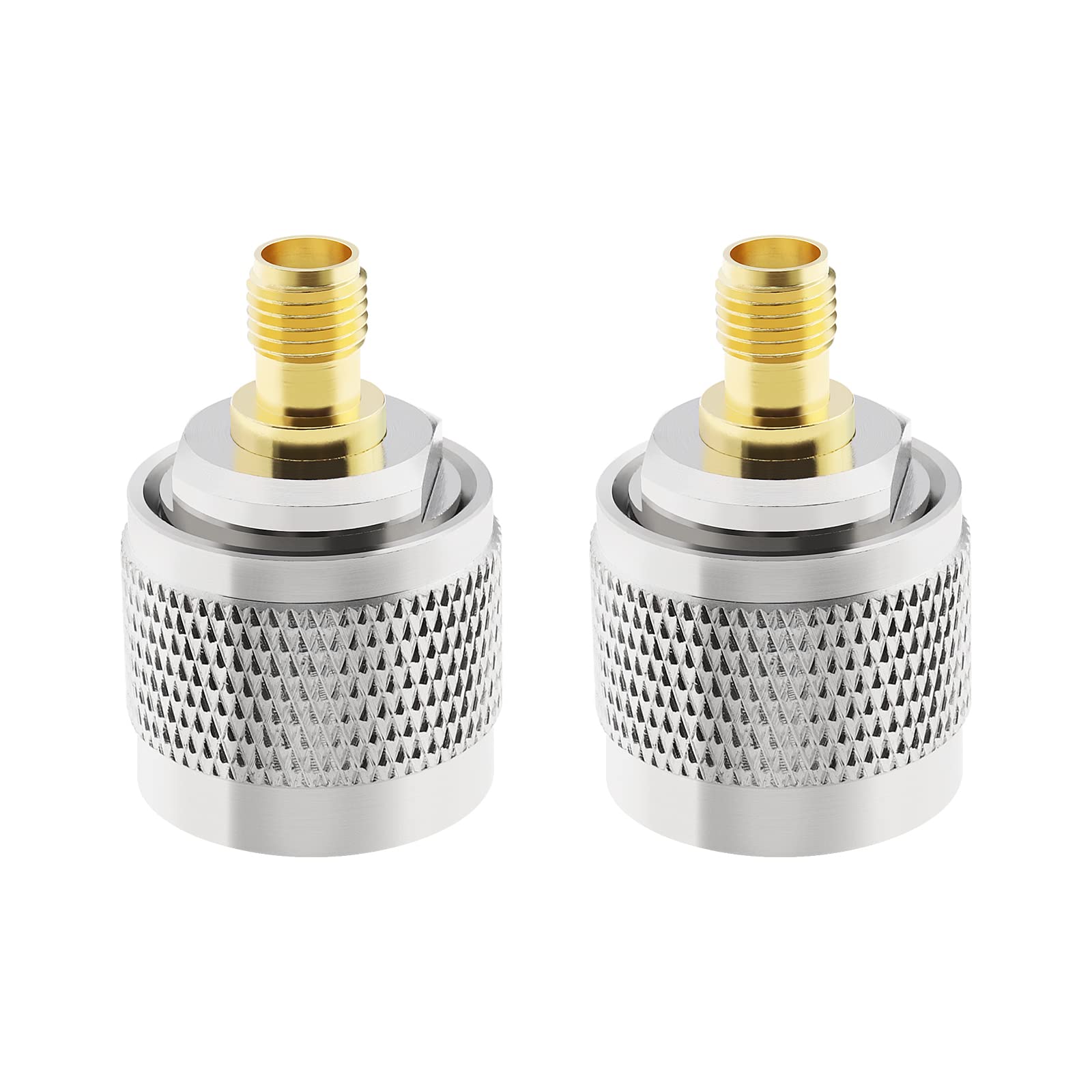 2Pcs N Type Male to SMA Female RF Adapters RF Plug Coaxial Adapter N to SMA Coaxial Connector Accessories for Antennas Broadcast Radios -55~+155°C