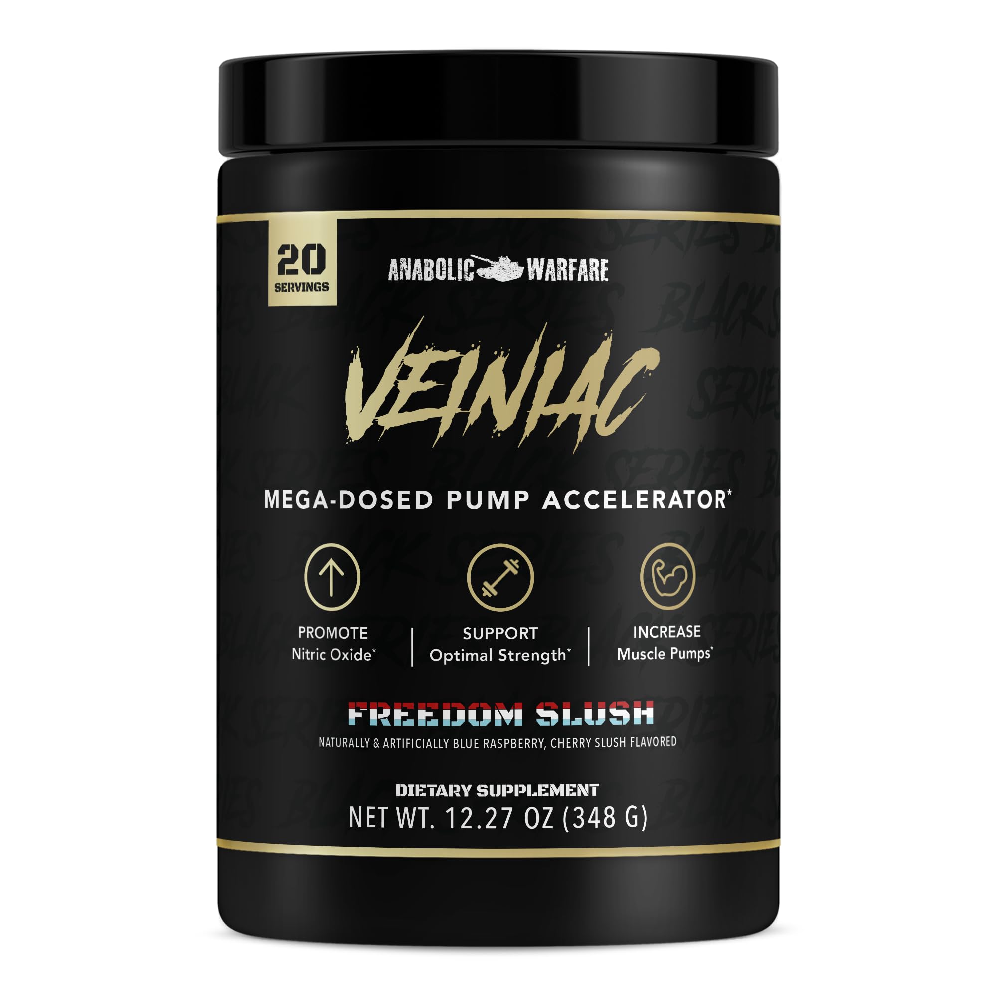 Anabolic Warfare Veiniac Muscle Pump Activator Supplement Stimulant Free Pre-Workout with L-Citrulline, Betaine Anhydrous, & Added AGMass™, Increases Nitric Oxide*, Freedom Slush 20 Servings